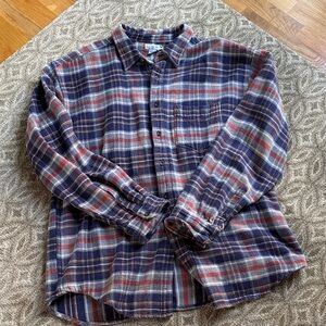 J. Crew Men's Navy and Gray Plaid Button-Down Shirt/Shacket. Vintage